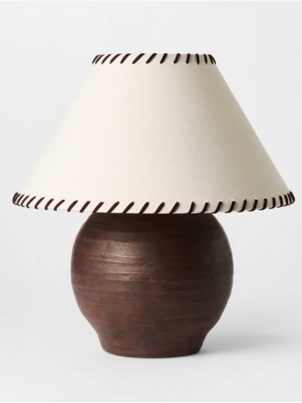 Large Earthy Table Lamp with Whipstitch Shade - Threshold™️ designed with Studio